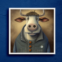 Blue Jean Bovine - Vache drôle en costume Poster