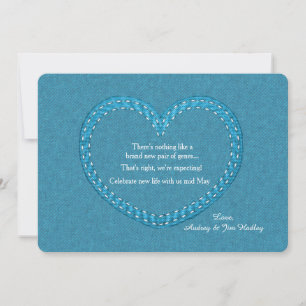 Blue Jeans Heart Pregnancy Faire-part
