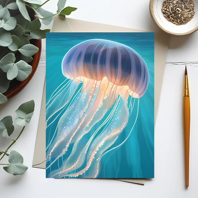 Blue Jellyfish | Ocean Animal Painting Card (Créateur téléchargé)