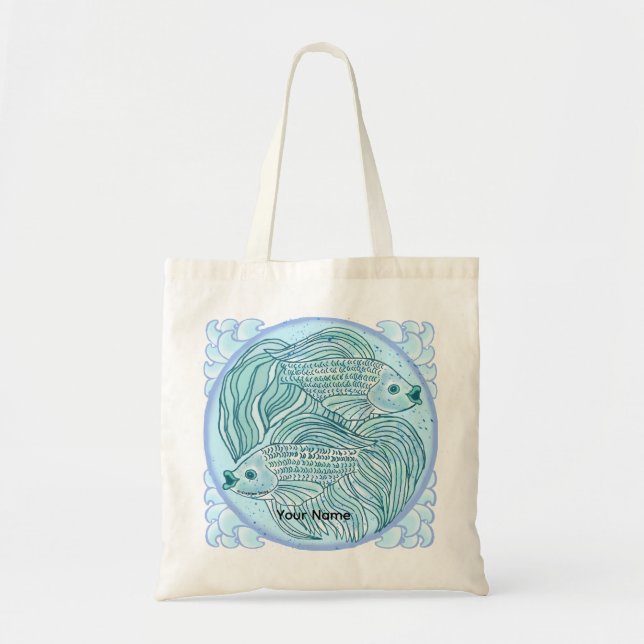 Blue Koi Fish tote bag (Devant)