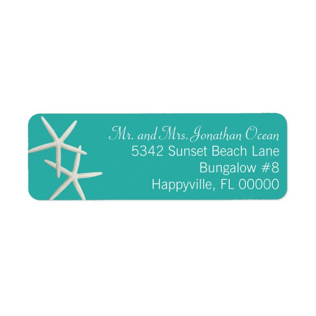Blue Lagoon Starfish Couple Étiquette de adresse m (Devant)