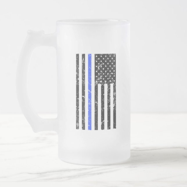 Blue Line mince - policier - tasse de bière (Gauche)