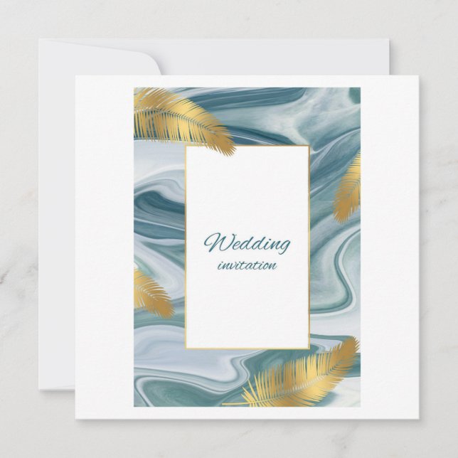 Blue Liquid Marble Wedding Invitation | Premium El (Devant)