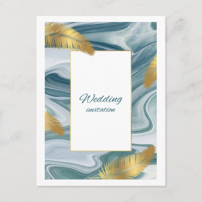 Blue Liquid Marble Wedding Invitation | Premium El (Devant)