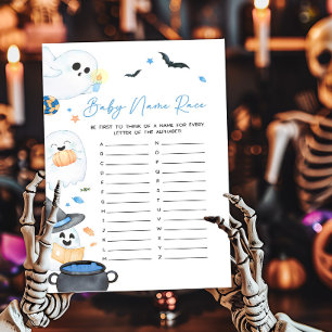 Blue Little Boo Halloween Baby Name Race Jeu