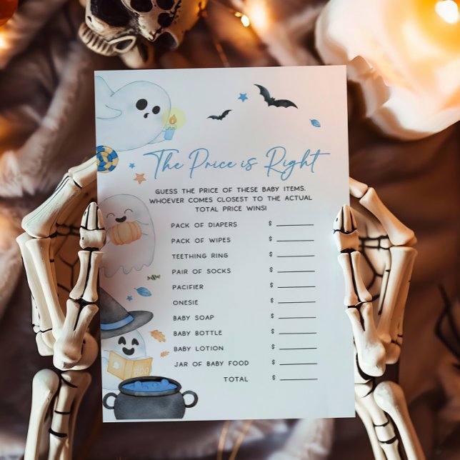 Blue Little Boo Halloween Le prix est le bon jeu (Blue Little Boo Baby Shower The Price is Right Game)