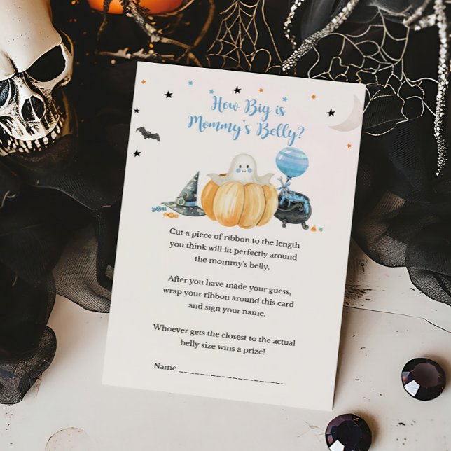 Blue Little Boo Quelle est la taille de Mommys Bel (Pumpkin Halloween Baby Shower How Big is Mommys Belly Game)