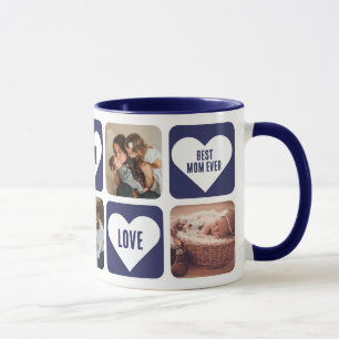 Blue Love Heart Photo Meilleur Maman Jamais Mug