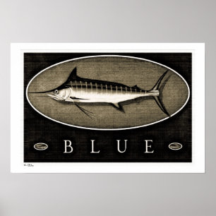 Blue Marlin Vintage B&W Affiches, impressions et c