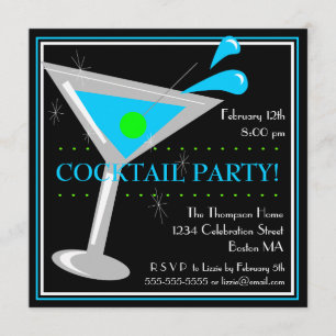 Blue Martini Cocktail Party Invitation