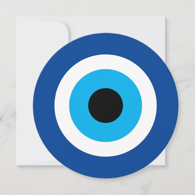 Blue Mati Evil Eye nazar rond faire-part de mariag (Devant)