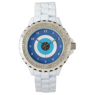 Blue Mati Evil Eye symbole émail montre pour femme