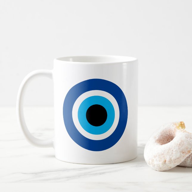 Blue Mati Evil OEil symbole café tasse imprimer (Avec donut)