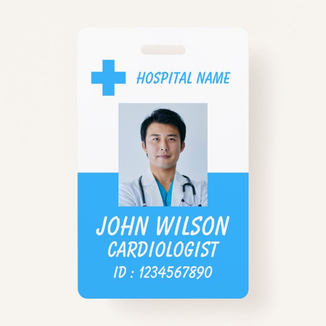 Blue Medical Staff Photo Badge Template (Devant)