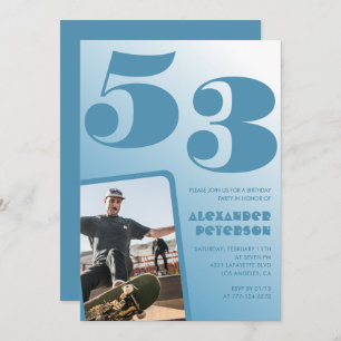 Blue Men Photo dégradé 53e anniversaire invitation