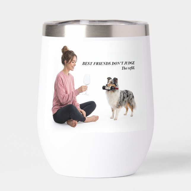 Blue Merle Sheltie Funny Wine Friend (Arrière)