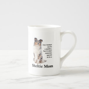 Blue Merle Sheltie Maman Bone China Mug