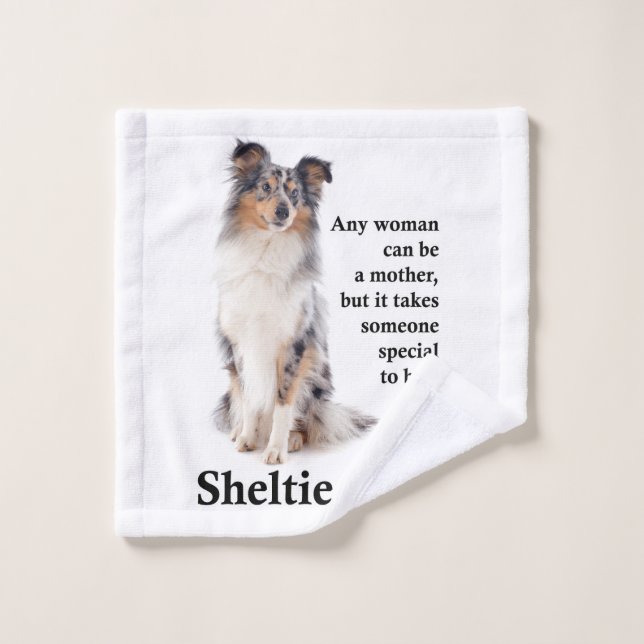 Blue Merle Sheltie Maman Laver linge (Gant de toilette)