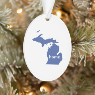 Blue Michigan Home Christmas Orament