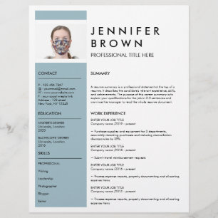 Blue Minimal CV cv avec photo