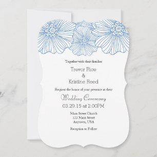 Blue Mod Flower présente les invitations de mariag