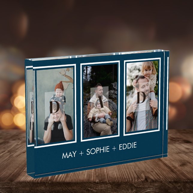 Blue Modern 3 Photos Fête des pères Bloc photo (Créateur téléchargé)