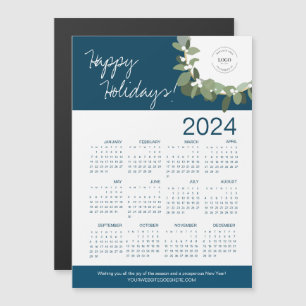 Blue Modern Wreath Your Logo ici Calendrier 2024