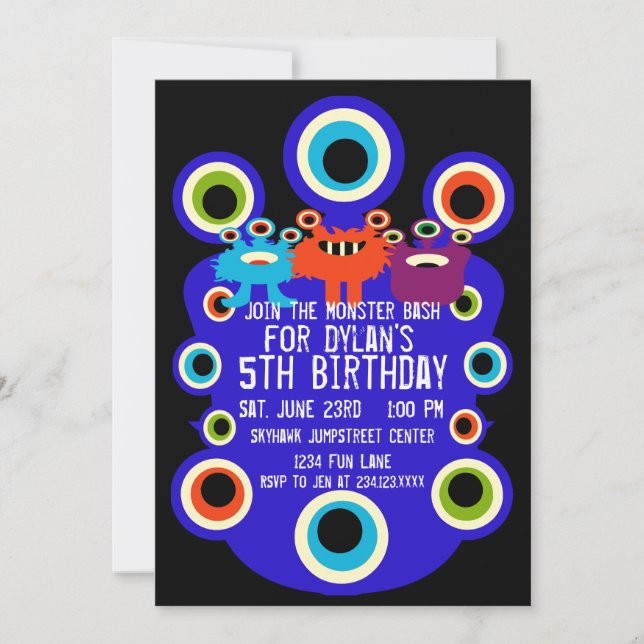 Blue Monster Eyes Anniversaire Fête Invitations (Devant)