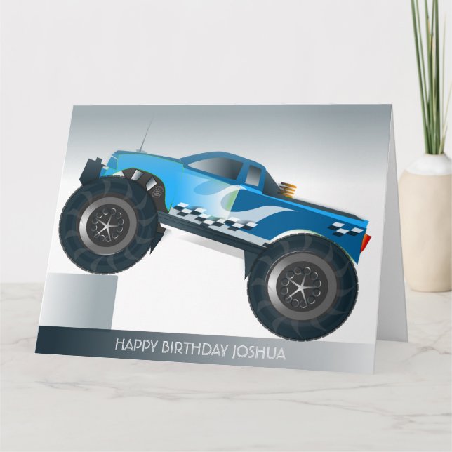Blue Monster Truck Extra Grande carte d'anniversai (Devant)