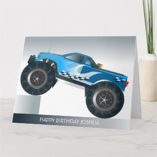Blue Monster Truck Extra Grande carte d'anniversai