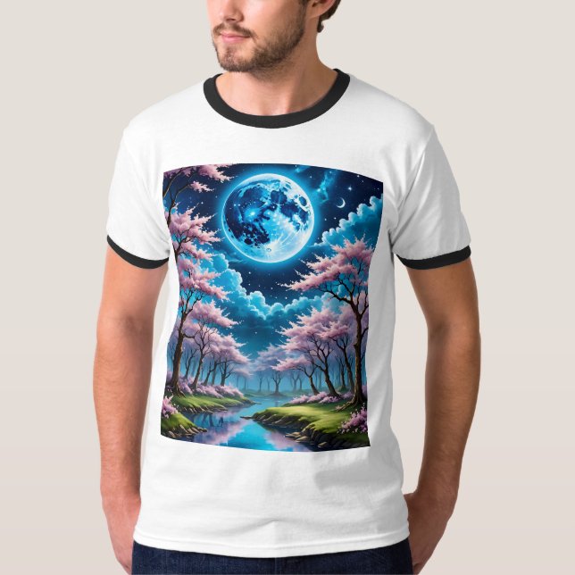 Blue Moon et Cherry Blossom Tshirt Art (Devant)