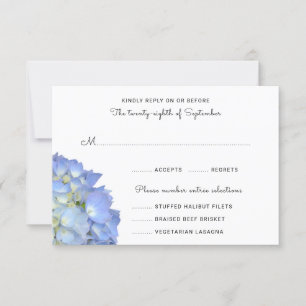 Blue Moon Hydrangea Wedding RSVP Cartes de menu