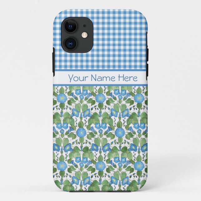 Blue Morning Glory et En vichy iPhone 5/5s Coque (Dos)