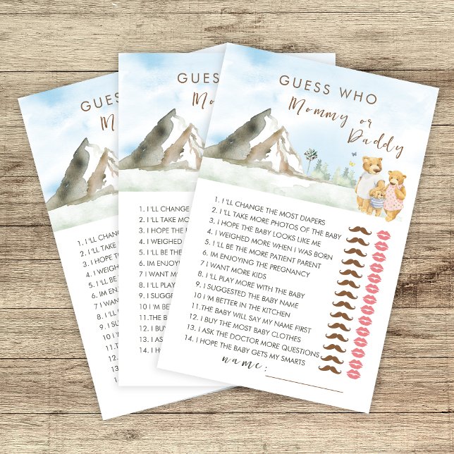 Blue Mountain Bear Devine Who Maman ou papa jeu (Créateur téléchargé)