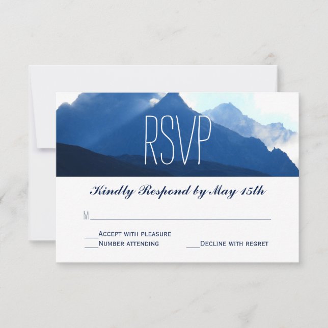 Blue Mountain Range Silhouette Wedette Cartes RSVP (Devant)