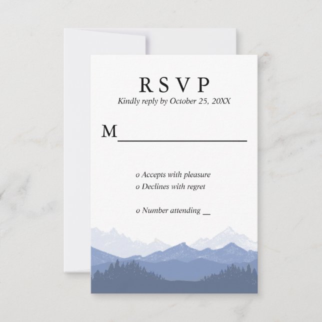 Blue Mountains Rustic Wedding Carte RSVP (Devant)