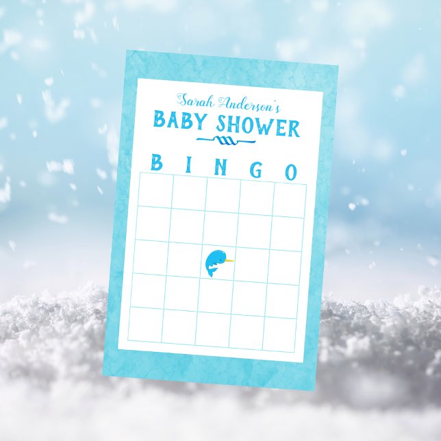 Blue Narwhal Baby shower Jeu de Bingo (Créateur téléchargé)