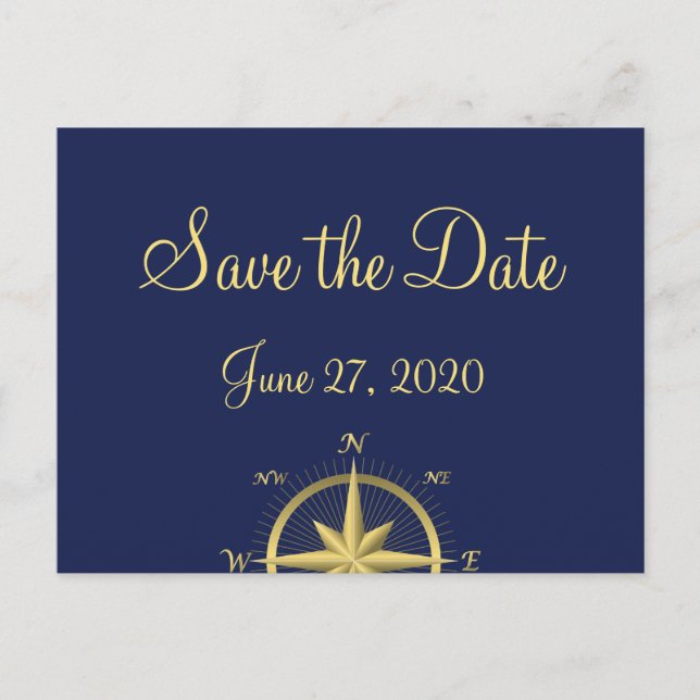 Blue Nautical Wedding Enregistrer La Date Cartes P (Devant)