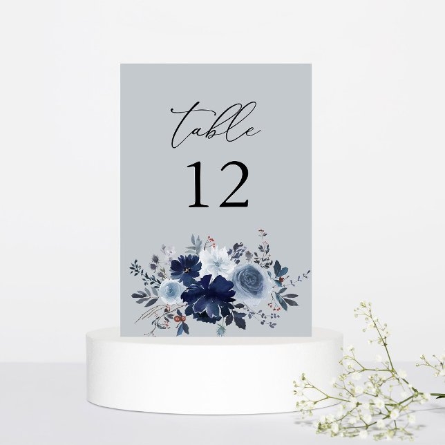Blue & Navy Floral Numéro de table - Blue Grey (Créateur téléchargé)
