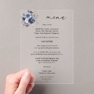 Blue & Navy Floral Wedding Programme Acrylique
