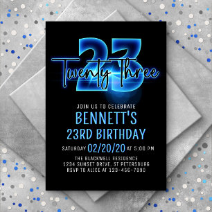 Blue Neon 23e anniversaire Invitation