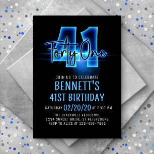 Blue Neon 41ème anniversaire Invitation