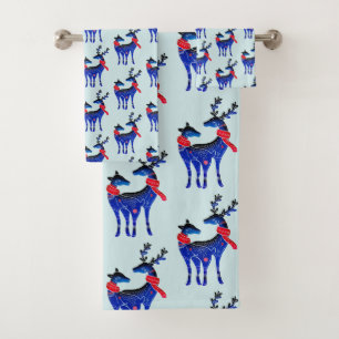 Blue Nordic Reindeer Pair Motif