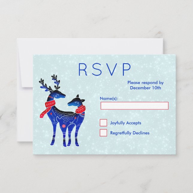 Blue Nordic Reindeer Pair RSVP (Devant)