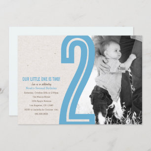 Blue Number Two Birthday Party Invitation