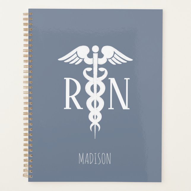 Blue Nurse Médicale Caduceus Personnalisé (Devant)