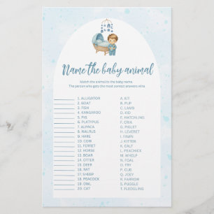 Blue Nursery Nom du bébé animal jeu de baby shower