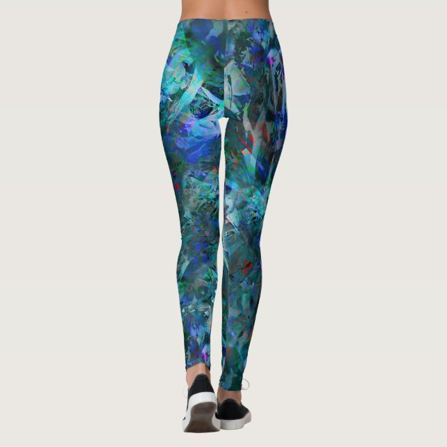 Blue Ocean Flows Abstract Leggings -large pattern (Dos)