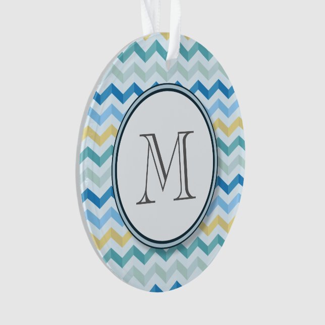Blue Ocean Shore Chevron Stripes avec Monogramme r (devant)