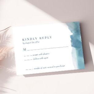 Blue Ocean Watercolor Wedding Carte RSVP